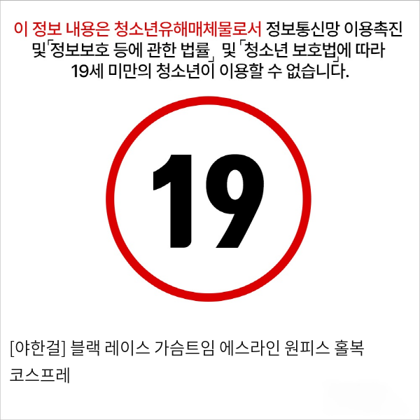 [야한걸] 블랙 레이스 가슴트임 에스라인 원피스 홀복 코스프레